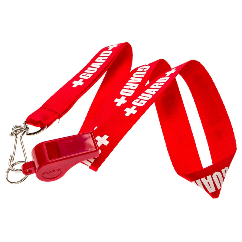 BLARIX Guard Pea Whistle and Lanyard (Red and Red Lanyard w/Print) - Image 1